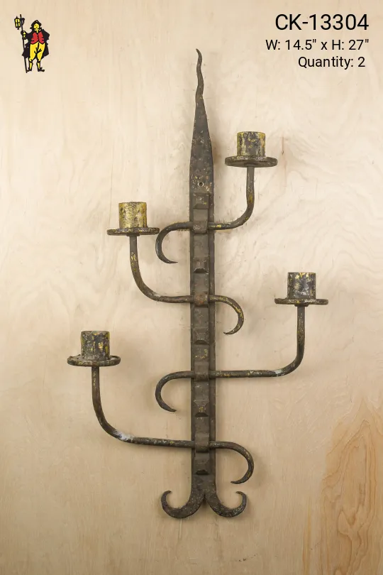 Non-Electric Four Candle Holder Wall Sconce