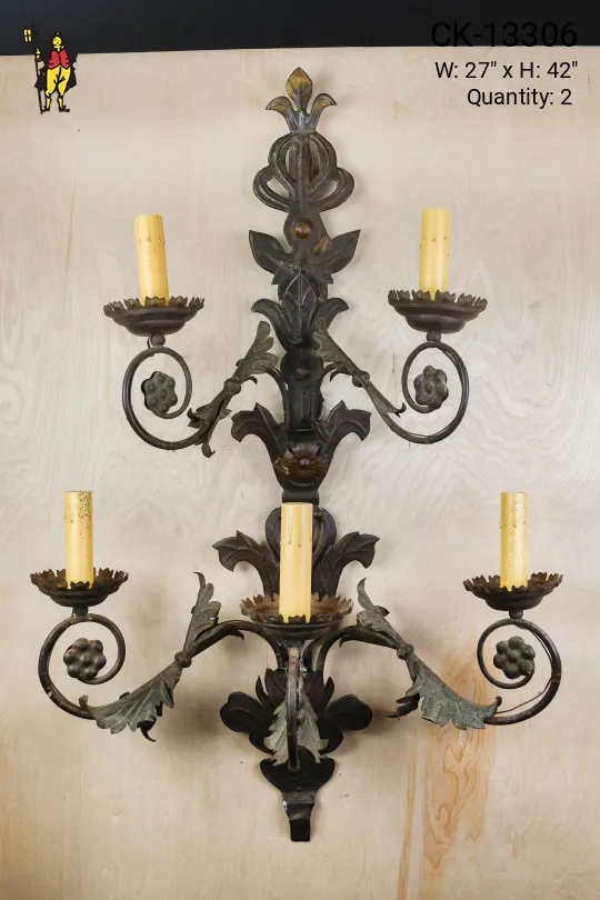 Five Candle Oversize Gothic Wall Sconce