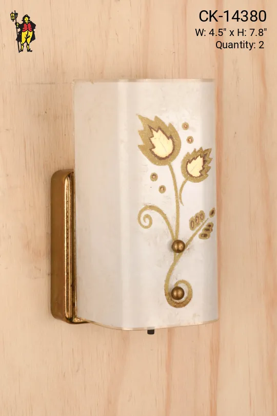 Floral Patterned Glass Shaded Wall Sconce