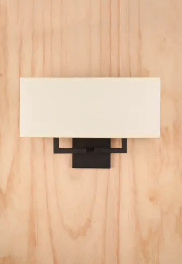 Black Two Light Fabric Shaded Wall Sconce