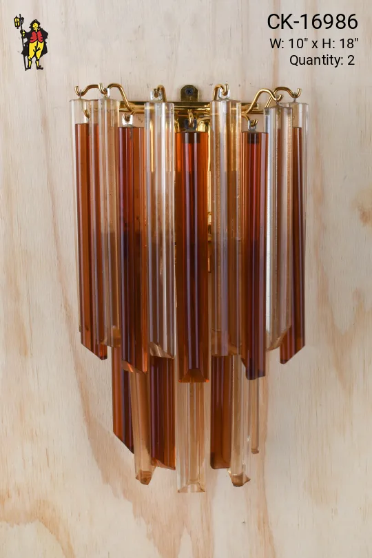 Brass & Clear/Amber Crystal Wall Sconce