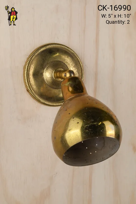 Distressed Brass Mid Century Spot Light Wall Sconce