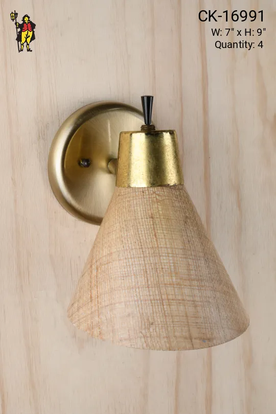 Brass One Spot Light Adjustable Wall Sconce w/Beige Textured Shade