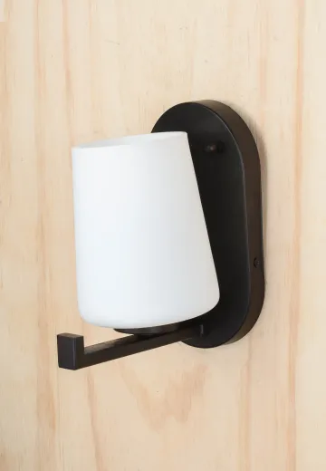 Glass Shaded Single Light Bronze Wall Sconce