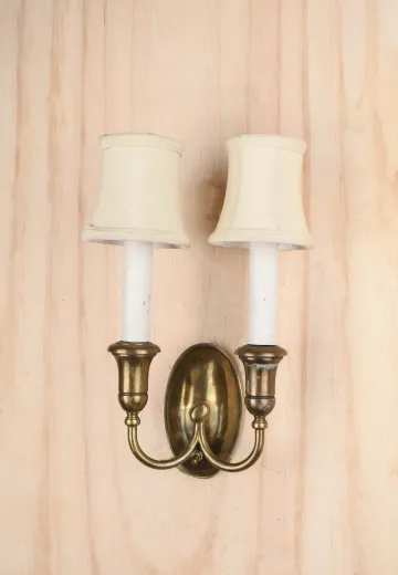 Simple Antique Brass Two Candle Wall Sconce