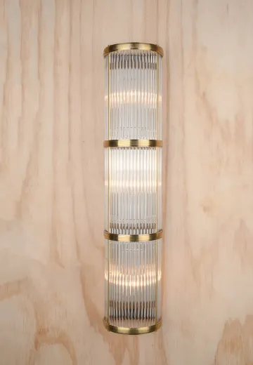 Brass & Glass Rod Tall Linear Wall Sconce