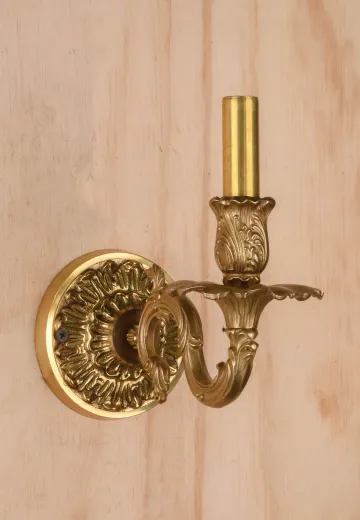 Ornate Brass Singe Candle Wall Sconce