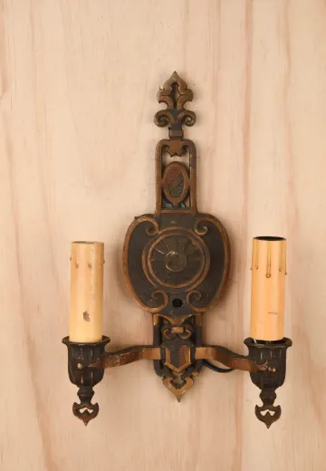 Black Distressed Two Candle Wall Sconce