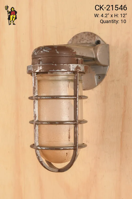 Distressed Caged Vapor Proof Wall Light