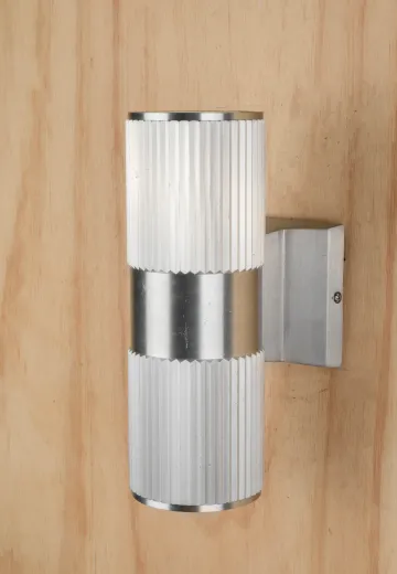 Nickel Ribbed Up-Down Can Wall Sconce