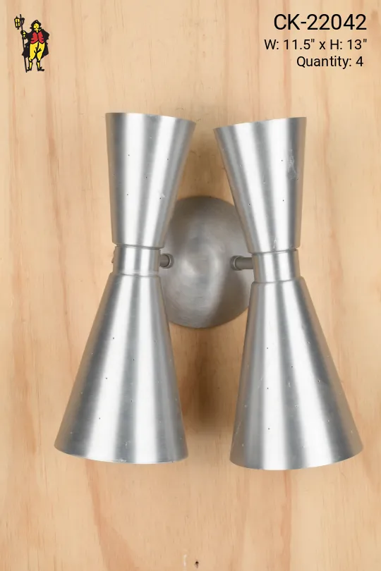 Nickel Up-Down Two Headed Mid Century Wall Sconce