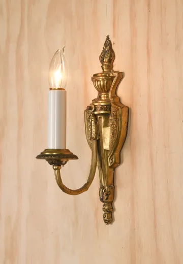 Single Candle Ornate Brass Wall Sconce