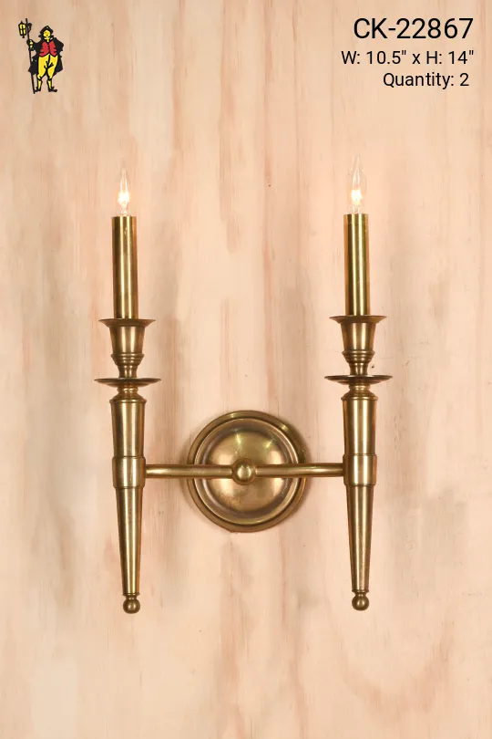 Antique Brass Two Candle Traditional Wall Sconce
