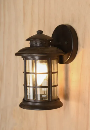 Brown Exterior Lantern Wall Sconce